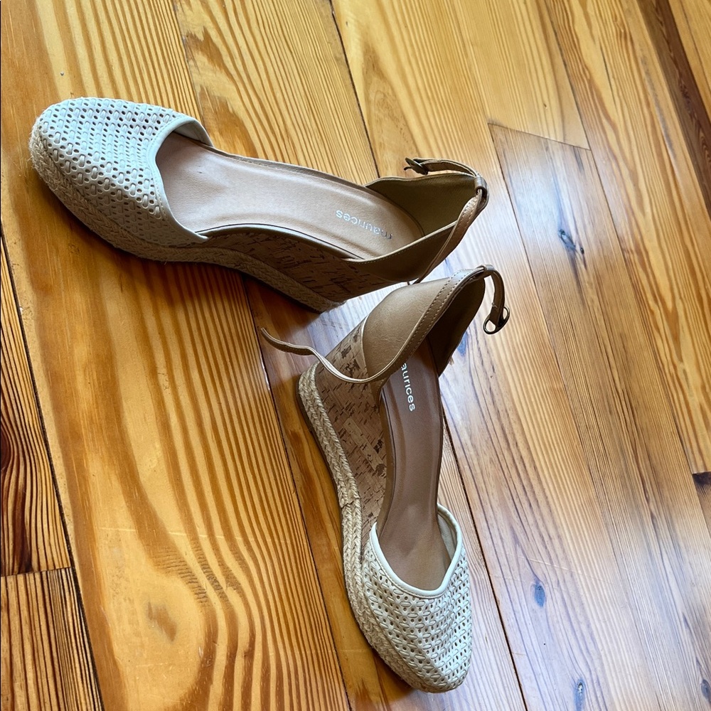 New!  Never worn Maurices Cream and Tan Espadrille Sandals